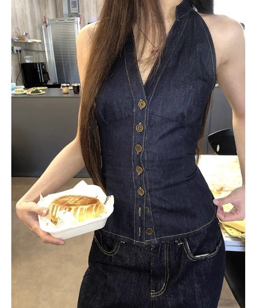 FAVORITO(ファヴォリート)の「ノースリーブトップスワイドパンツデニムセットアップ(セットアップ・レディース・ブルー・XL/L/M/S)」の9枚目の写真