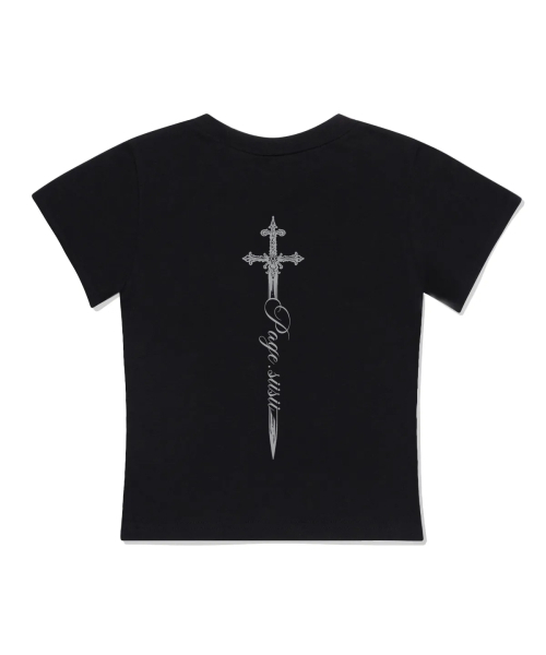 PAGESIISII（ページシシ）の「クロスナイフプリンティングスリムフィット半袖Tシャツブラック（Tシャツ/カットソー・レディース・その他・MEDIUM）」の2枚目の写真