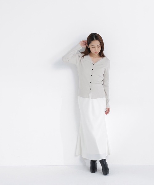 NATURAL BEAUTY BASIC(ナチュラルビューティーベーシック)の「レースレイヤードライクカーディガン(カーディガン/ボレロ・レディース・ブラック/グレイッシュベージュ/カーキ・フリ-)」の14枚目の写真