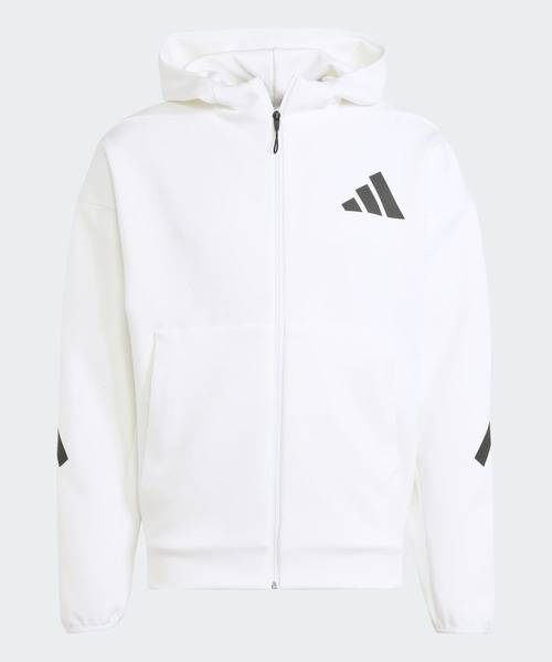 adidas(アディダス)の「Z.N.E. フルジップ フード付きトラックジャケット / アディダス adidas(パーカー・メンズ・ホワイト・MEDIUM/SMALL/X-LARGE/X-SMALL/XX-LARGE/LARGE)」の1枚目の写真