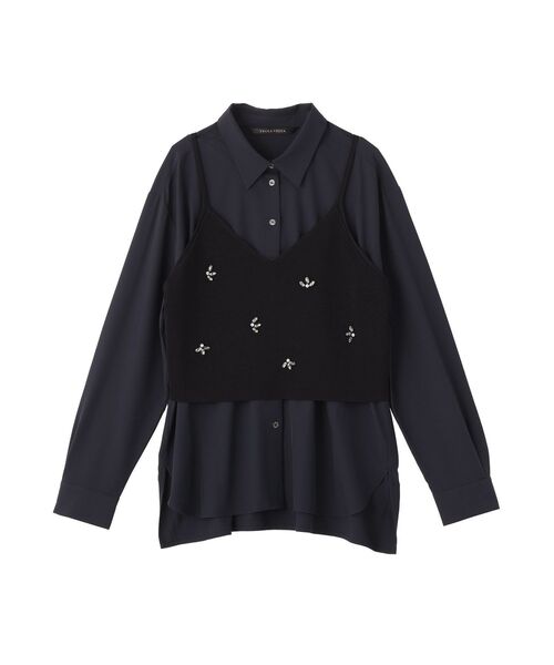 YECCA VECCA(イェッカヴェッカ)の「【2点SET】ビジュー付きビスチェSETシャツ(シャツ/ブラウス・レディース・アイボリー/ネイビー・FREE)」の5枚目の写真