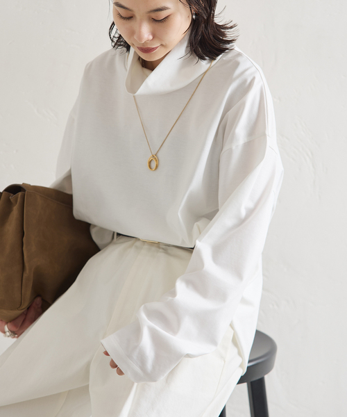 ARCHIVE STANCE(アーカイブスタンス)の「【ARCHIVE STANCE/アーカイブスタンス】 Highneck long sleeve Tee(Tシャツ/カットソー・レディース・ブラック/ホワイト・FREE)」の2枚目の写真