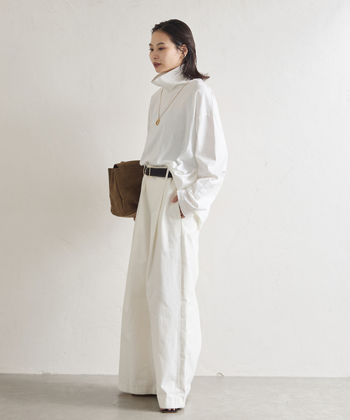 ARCHIVE STANCE(アーカイブスタンス)の「【ARCHIVE STANCE/アーカイブスタンス】 Highneck long sleeve Tee(Tシャツ/カットソー・レディース・ブラック/ホワイト・FREE)」の4枚目の写真