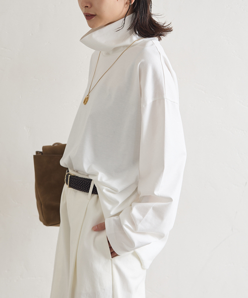 ARCHIVE STANCE(アーカイブスタンス)の「【ARCHIVE STANCE/アーカイブスタンス】 Highneck long sleeve Tee(Tシャツ/カットソー・レディース・ブラック/ホワイト・FREE)」の7枚目の写真