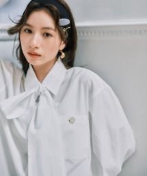 【MARY QUANT×VIS】リボンボウタイサイドプリーツシャツ