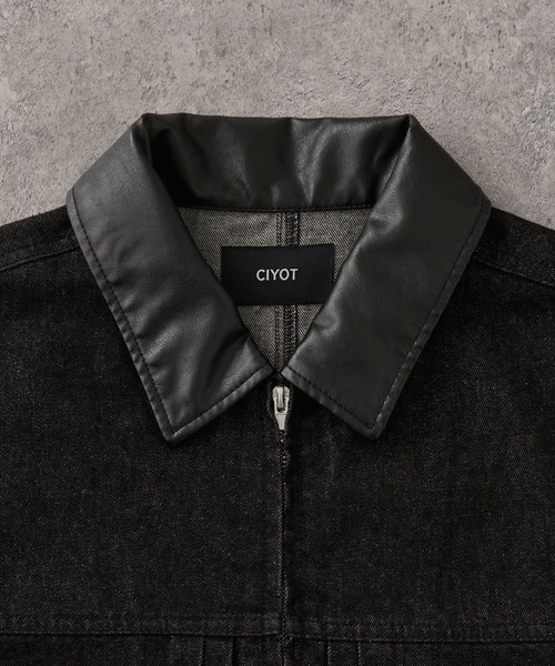CIYOT(シヨウト)の「【CIYOT】異素材切替 ショートジップデニムブルゾン【セットアップ対応】(デニムジャケット・メンズ・ブラック/ダークインディゴブルー/ブラウン・L/S/M)」の17枚目の写真