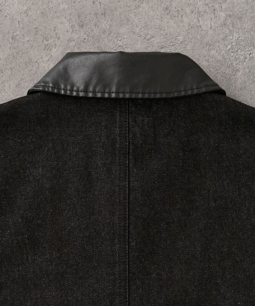 CIYOT(シヨウト)の「【CIYOT】異素材切替 ショートジップデニムブルゾン【セットアップ対応】(デニムジャケット・メンズ・ブラック/ダークインディゴブルー/ブラウン・L/S/M)」の18枚目の写真