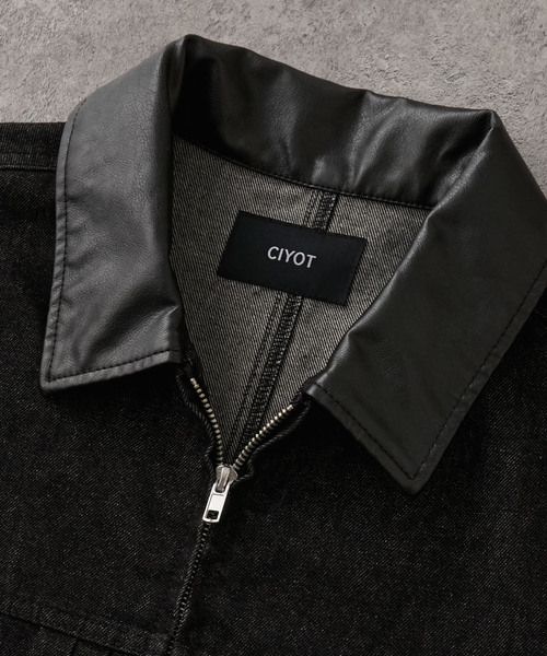 CIYOT(シヨウト)の「【CIYOT】異素材切替 ショートジップデニムブルゾン【セットアップ対応】(デニムジャケット・メンズ・ブラック/ダークインディゴブルー/ブラウン・L/S/M)」の19枚目の写真