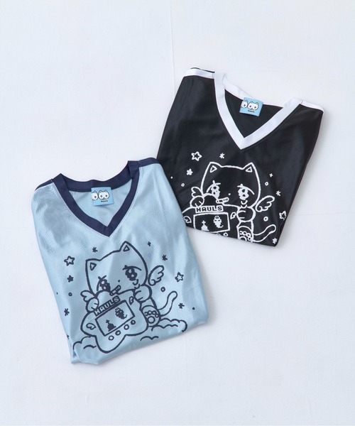 Hauls(ハウルズ)の「ぴかぴか!ゲーマーヤニ吉ユニフォーム(Tシャツ/カットソー・レディース・ブラック系/サックスブルー・FREE)」の12枚目の写真