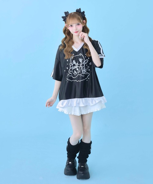 Hauls(ハウルズ)の「ぴかぴか!ゲーマーヤニ吉ユニフォーム(Tシャツ/カットソー・レディース・ブラック系/サックスブルー・FREE)」の4枚目の写真