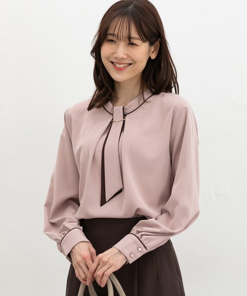 Honeys(ハニーズ)の「マルチwayボウタイブラウス(シャツ/ブラウス・レディース・ブルー系1/ホワイト/スモークピンク/アイボリー系1・L/4L/3L/LL/M/S)」の4枚目の写真