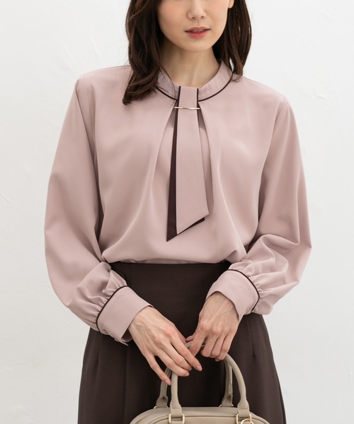 Honeys(ハニーズ)の「マルチwayボウタイブラウス(シャツ/ブラウス・レディース・ブルー系1/ホワイト/スモークピンク/アイボリー系1・L/4L/3L/LL/M/S)」の19枚目の写真