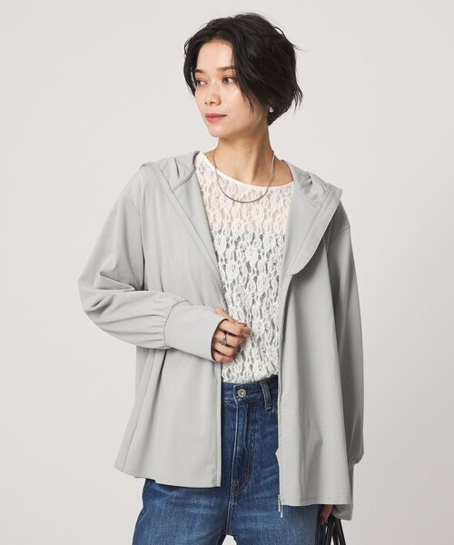 green label relaxing(グリーンレーベルリラクシング)の「【WEB限定】パーカー UVカット 接触冷感 遮熱(パーカー・レディース・ブラック/ライトグレー・FREE)」の2枚目の写真