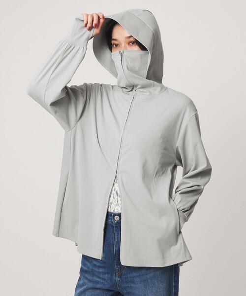 green label relaxing(グリーンレーベルリラクシング)の「【WEB限定】パーカー UVカット 接触冷感 遮熱(パーカー・レディース・ブラック/ライトグレー・FREE)」の15枚目の写真