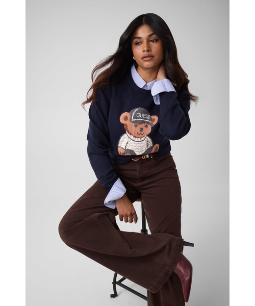 Guess(ゲス)の「ALICIA Bear Sweater ニット セーター(ニット/セーター・レディース・ダークネイビー/クリーム・SMALL/X-SMALL/LARGE)」の1枚目の写真