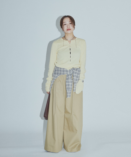 JOURNAL STANDARD(ジャーナルスタンダード)の「【ASIDE】 ヘンプコットンフライスヘンリー(Tシャツ/カットソー・レディース・チャコールグレー/ホワイト/イエロー系その他・FREE)」の6枚目の写真
