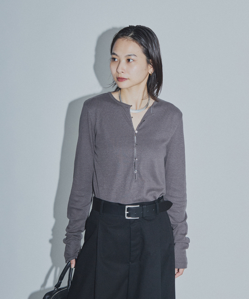JOURNAL STANDARD(ジャーナルスタンダード)の「【ASIDE】 ヘンプコットンフライスヘンリー(Tシャツ/カットソー・レディース・チャコールグレー/ホワイト/イエロー系その他・FREE)」の15枚目の写真