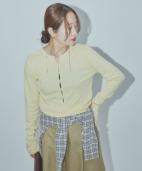 JOURNAL STANDARD(ジャーナルスタンダード)の「【ASIDE】 ヘンプコットンフライスヘンリー(Tシャツ/カットソー・レディース・チャコールグレー/ホワイト/イエロー系その他・FREE)」の19枚目の写真