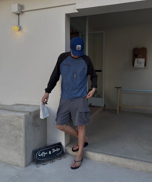 mydeepbluememories(マイディープブルーメモリーズ)の「Mm Symbol Logo Raglan Tee (BLUE/CHARCOAL)(Tシャツ/カットソー・レディース・ブルーグレー・WOMENS/MENS)」の3枚目の写真