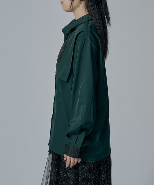 Ellno de Mavie（エルノデメヴィ）の「JQキリカエフラシシャツ（シャツ/ブラウス・レディース・グリーン/ブラック・FREE）」の11枚目の写真