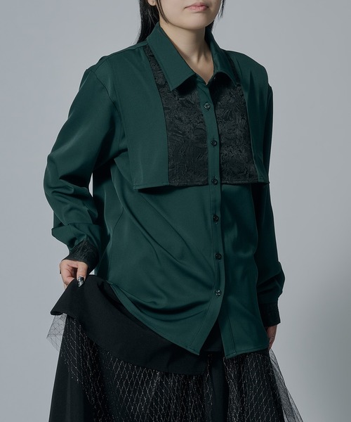 Ellno de Mavie（エルノデメヴィ）の「JQキリカエフラシシャツ（シャツ/ブラウス・レディース・グリーン/ブラック・FREE）」の9枚目の写真