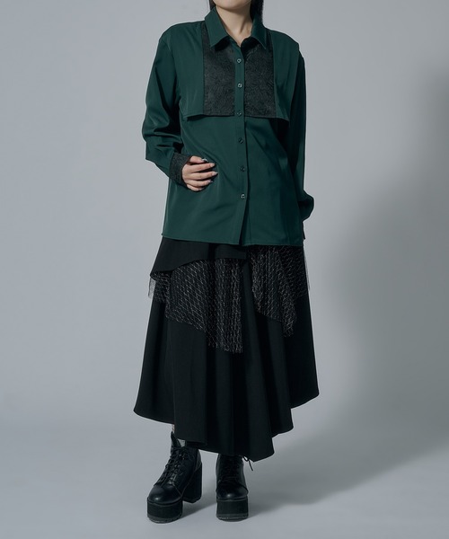 Ellno de Mavie（エルノデメヴィ）の「JQキリカエフラシシャツ（シャツ/ブラウス・レディース・グリーン/ブラック・FREE）」の13枚目の写真