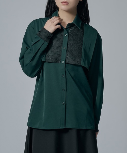 Ellno de Mavie（エルノデメヴィ）の「JQキリカエフラシシャツ（シャツ/ブラウス・レディース・グリーン/ブラック・FREE）」の6枚目の写真