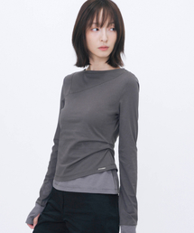 Asymmetric contrast long sleeve CHARCOAL