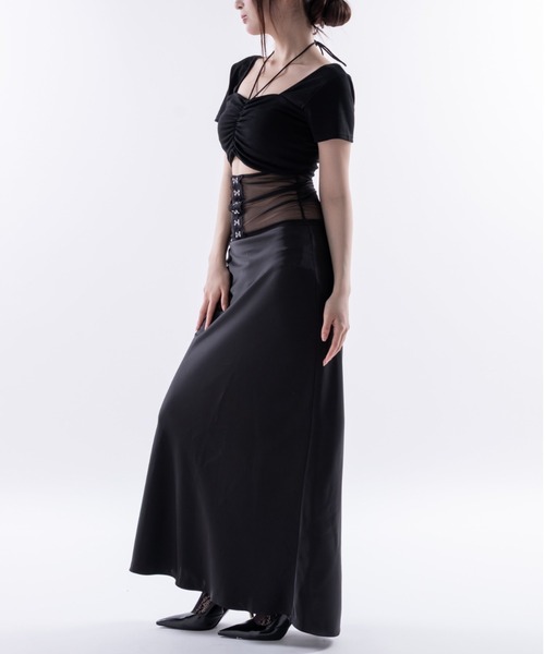 Melviianne(メルヴィアンヌ)の「Sheer panel gather tops(シャツ/ブラウス・レディース・White/Black・MEDIUM/SMALL)」の7枚目の写真