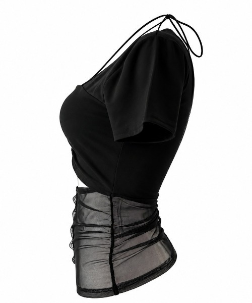 Melviianne(メルヴィアンヌ)の「Sheer panel gather tops(シャツ/ブラウス・レディース・White/Black・MEDIUM/SMALL)」の14枚目の写真