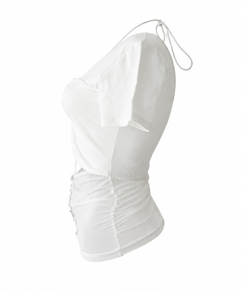 Melviianne(メルヴィアンヌ)の「Sheer panel gather tops(シャツ/ブラウス・レディース・White/Black・MEDIUM/SMALL)」の16枚目の写真