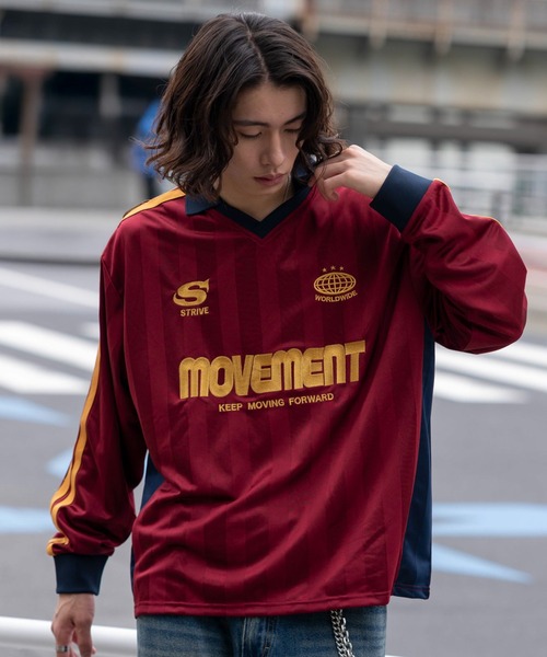 WEGO（ウィゴー）の「WEGO/【26年秋冬新作】ラインゲームロゴロンT(LS)（Tシャツ/カットソー・メンズ・ネイビー/ワイン・MEDIUM/LARGE）」の2枚目の写真