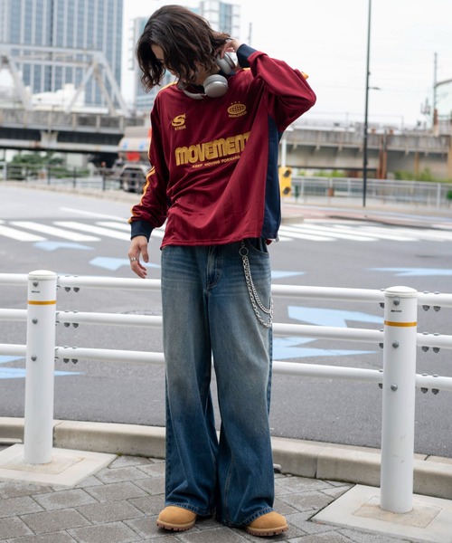 WEGO（ウィゴー）の「WEGO/【26年秋冬新作】ラインゲームロゴロンT(LS)（Tシャツ/カットソー・メンズ・ネイビー/ワイン・MEDIUM/LARGE）」の19枚目の写真
