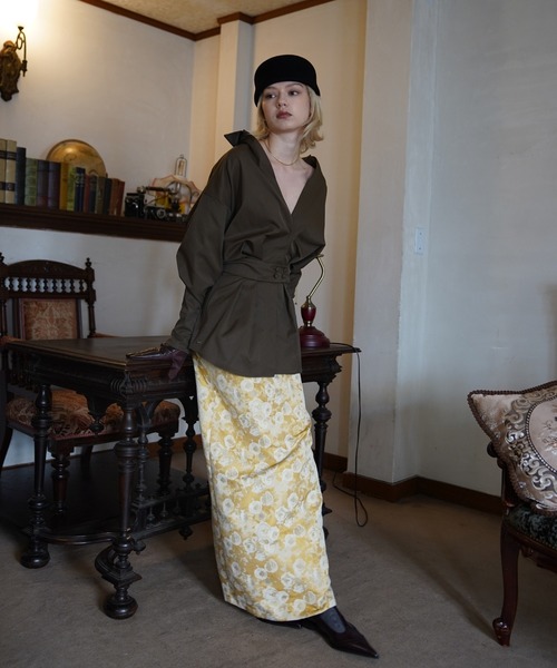 OJYON（オジョン）の「dorothy flower jaguard skirt（スカート・レディース・イエロー系その他/グリーン系その他/アイボリー・MEDIUM/SMALL）」の3枚目の写真