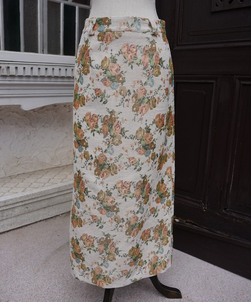 OJYON（オジョン）の「dorothy flower jaguard skirt（スカート・レディース・イエロー系その他/グリーン系その他/アイボリー・MEDIUM/SMALL）」の2枚目の写真