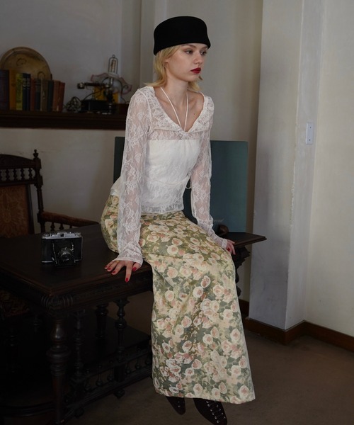 OJYON（オジョン）の「dorothy flower jaguard skirt（スカート・レディース・イエロー系その他/グリーン系その他/アイボリー・MEDIUM/SMALL）」の13枚目の写真