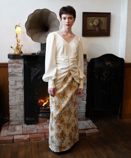 OJYON（オジョン）の「dorothy flower jaguard skirt（スカート・レディース・イエロー系その他/グリーン系その他/アイボリー・MEDIUM/SMALL）」の18枚目の写真