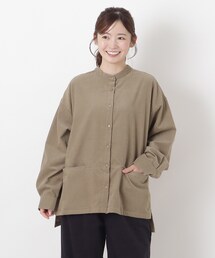 コーデュロイ バンドカラーシャツ
