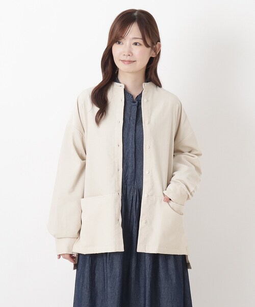 one'sterrace(ワンズテラス)の「コーデュロイ バンドカラーシャツ(シャツ/ブラウス・レディース・ベージュ系8/アイボリー系8/ダークブラウン系8・02)」の1枚目の写真