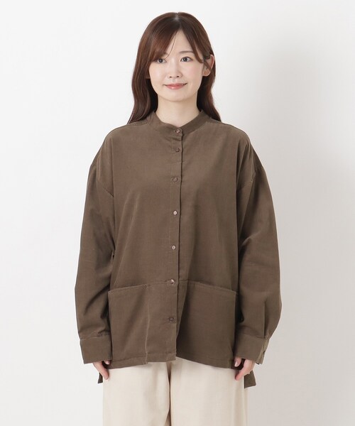 one'sterrace(ワンズテラス)の「コーデュロイ バンドカラーシャツ(シャツ/ブラウス・レディース・ベージュ系8/アイボリー系8/ダークブラウン系8・02)」の6枚目の写真