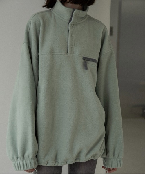 lawgy(ラウジー)の「over size embroidery half button fleece / オーバーサイズエンブロイダリーハーフボタンフリース(その他トップス・レディース・チャコールグレー/アイボリー/ミント・FREE)」の22枚目の写真