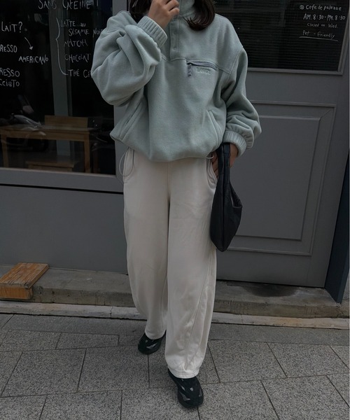 lawgy(ラウジー)の「over size embroidery half button fleece / オーバーサイズエンブロイダリーハーフボタンフリース(その他トップス・レディース・チャコールグレー/アイボリー/ミント・FREE)」の14枚目の写真
