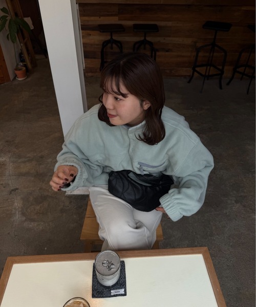 lawgy(ラウジー)の「over size embroidery half button fleece / オーバーサイズエンブロイダリーハーフボタンフリース(その他トップス・レディース・チャコールグレー/アイボリー/ミント・FREE)」の12枚目の写真