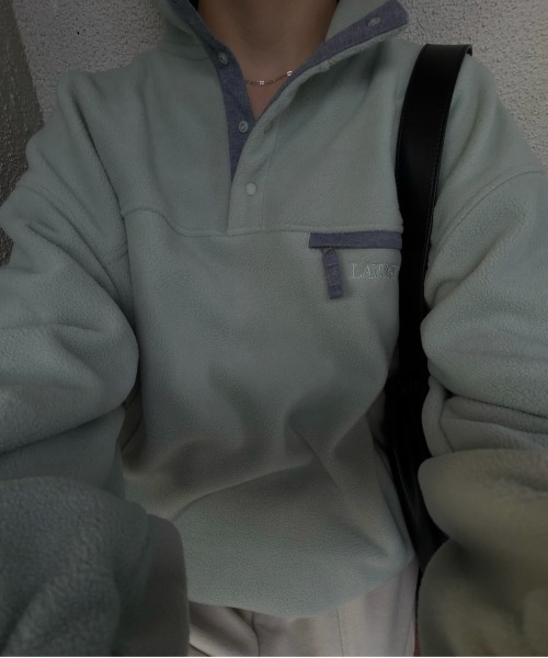lawgy(ラウジー)の「over size embroidery half button fleece / オーバーサイズエンブロイダリーハーフボタンフリース(その他トップス・レディース・チャコールグレー/アイボリー/ミント・FREE)」の20枚目の写真