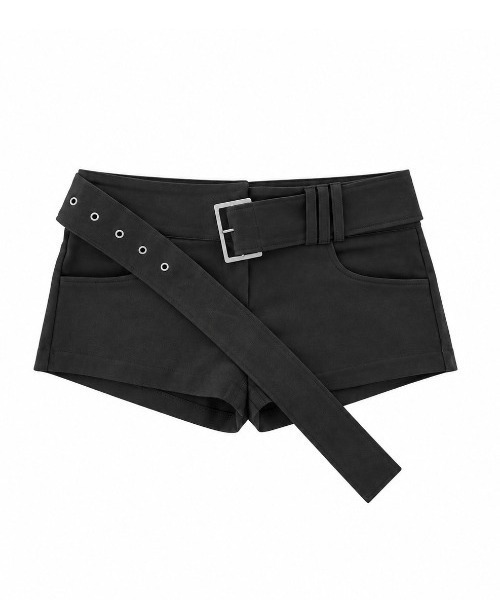 THEAIRTOWN(ジエアタウン)の「fine suede belt shorts(その他パンツ・レディース・ブラック/ダークグレー・FREE)」の7枚目の写真