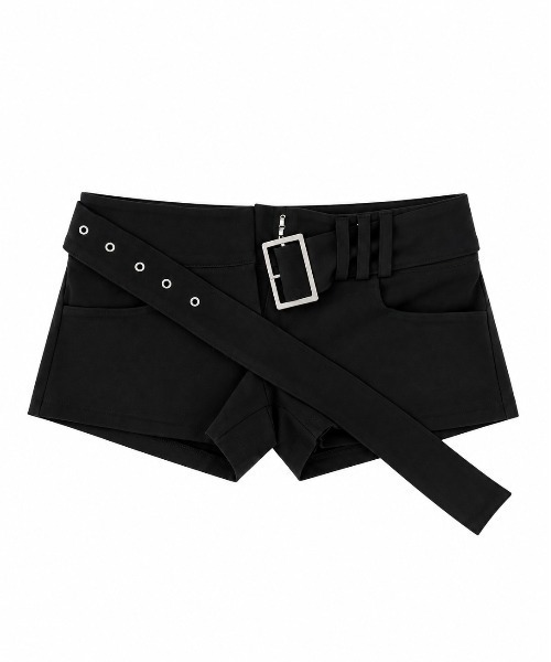 THEAIRTOWN(ジエアタウン)の「fine suede belt shorts(その他パンツ・レディース・ブラック/ダークグレー・FREE)」の8枚目の写真