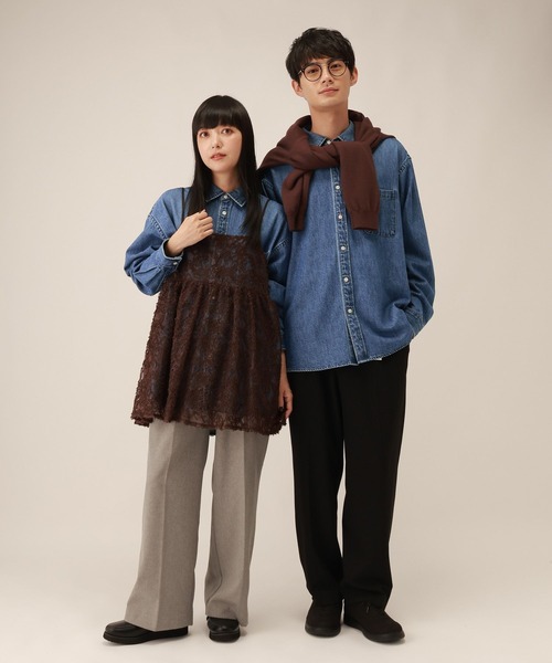 GLOBAL WORK(グローバルワーク)の「ヤワラカデニムシャツ/1055048(シャツ/ブラウス・メンズ・ブルー/ブラック系・SMALL/MEDIUM/LARGE)」の21枚目の写真