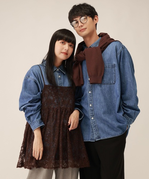 GLOBAL WORK(グローバルワーク)の「ヤワラカデニムシャツ/1055048(シャツ/ブラウス・メンズ・ブルー/ブラック系・SMALL/MEDIUM/LARGE)」の12枚目の写真