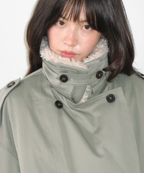 RONRON(ロンロン)の「DETACHABLE TRIMMING HEART TRENCH JUMPER KHAKI(その他アウター・レディース・その他・FREE)」の5枚目の写真