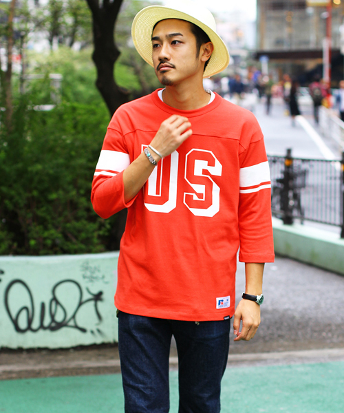 schott（ショット）の「Schott/ショット/COTTON FOTTBALL TSHIRT US/フットボールT（Tシャツ/カットソー・メンズ・レッド/ホワイト/ブラック/ネイビー・MEDIUM/LARGE/X-LARGE/SMALL/X-SMALL）」の4枚目の写真